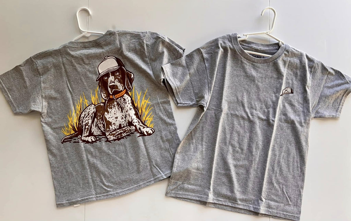 preorder BT1149 Hunting dog grey short sleeve boys top