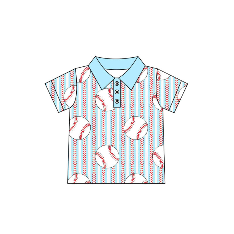preorder BT1180 baseball mint color striped short sleeve boys top