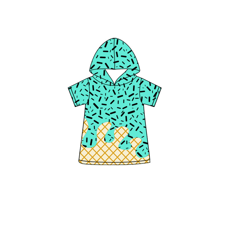 custom moq 3 football ice green short sleeve hoodie boys top