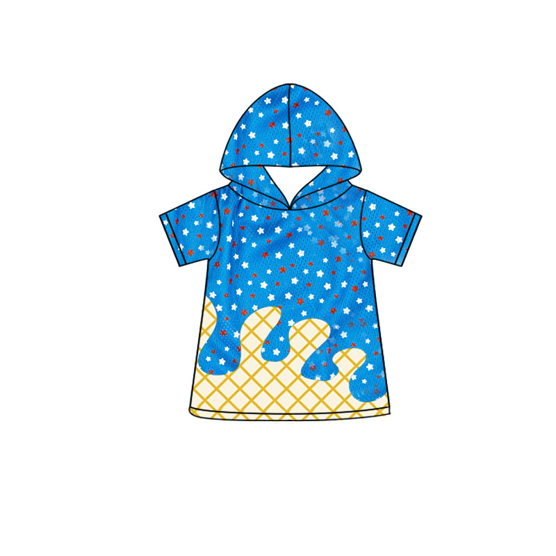 custom moq 3 football ice blue short sleeve hoodie boys top