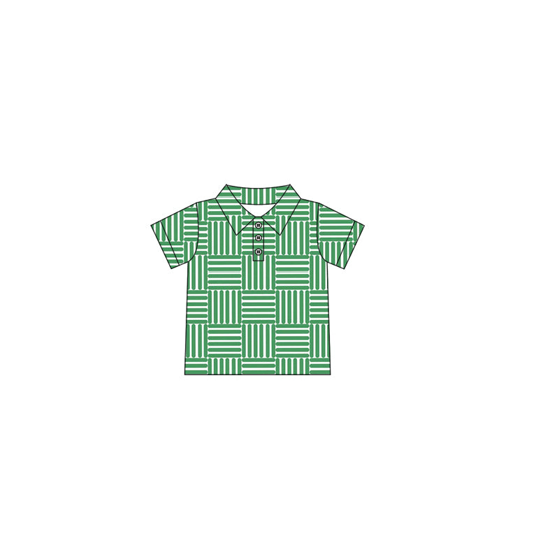 preorder BT1216 green striped short sleeve boys top