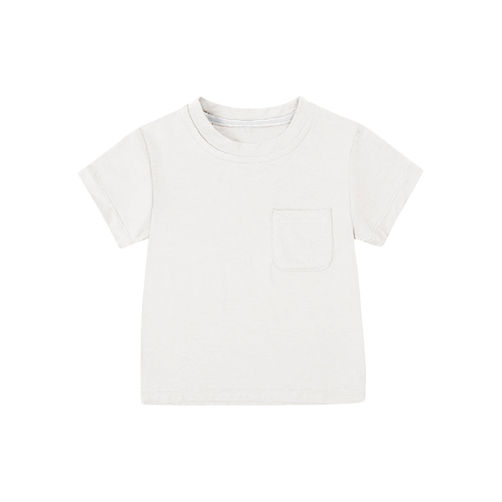 preorder BT1221 white pocket short sleeve boys top