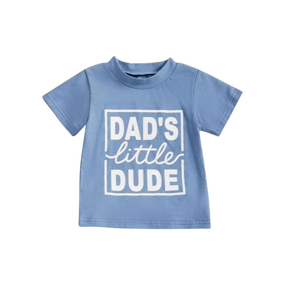 preorder BT1222 dad's little dude blue short sleeve boys top