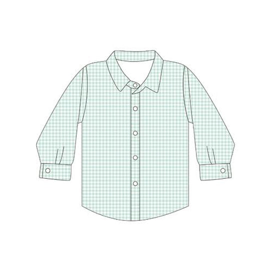 preorder BT1258 green checkered long sleeve boys top coat