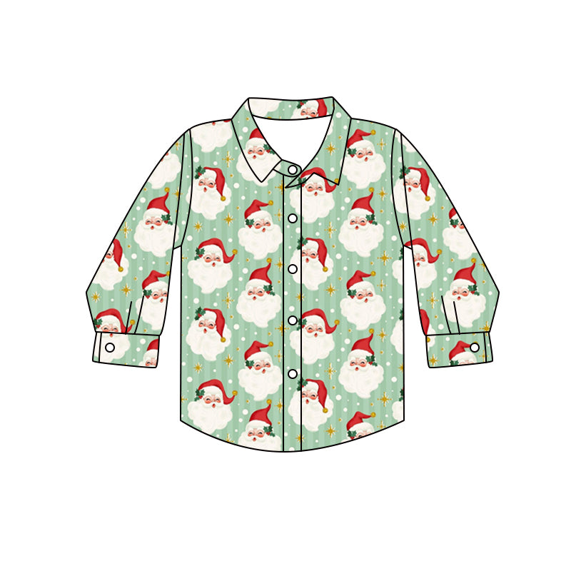 preorder BT1263 Christmas Santa green long sleeve boys top