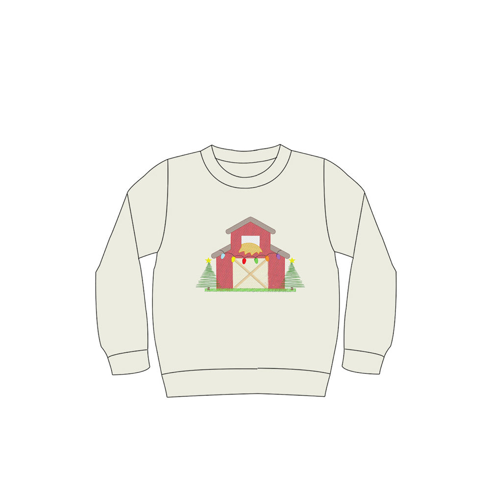 preorder BT1279 Christmas light farm house long sleeve boys top