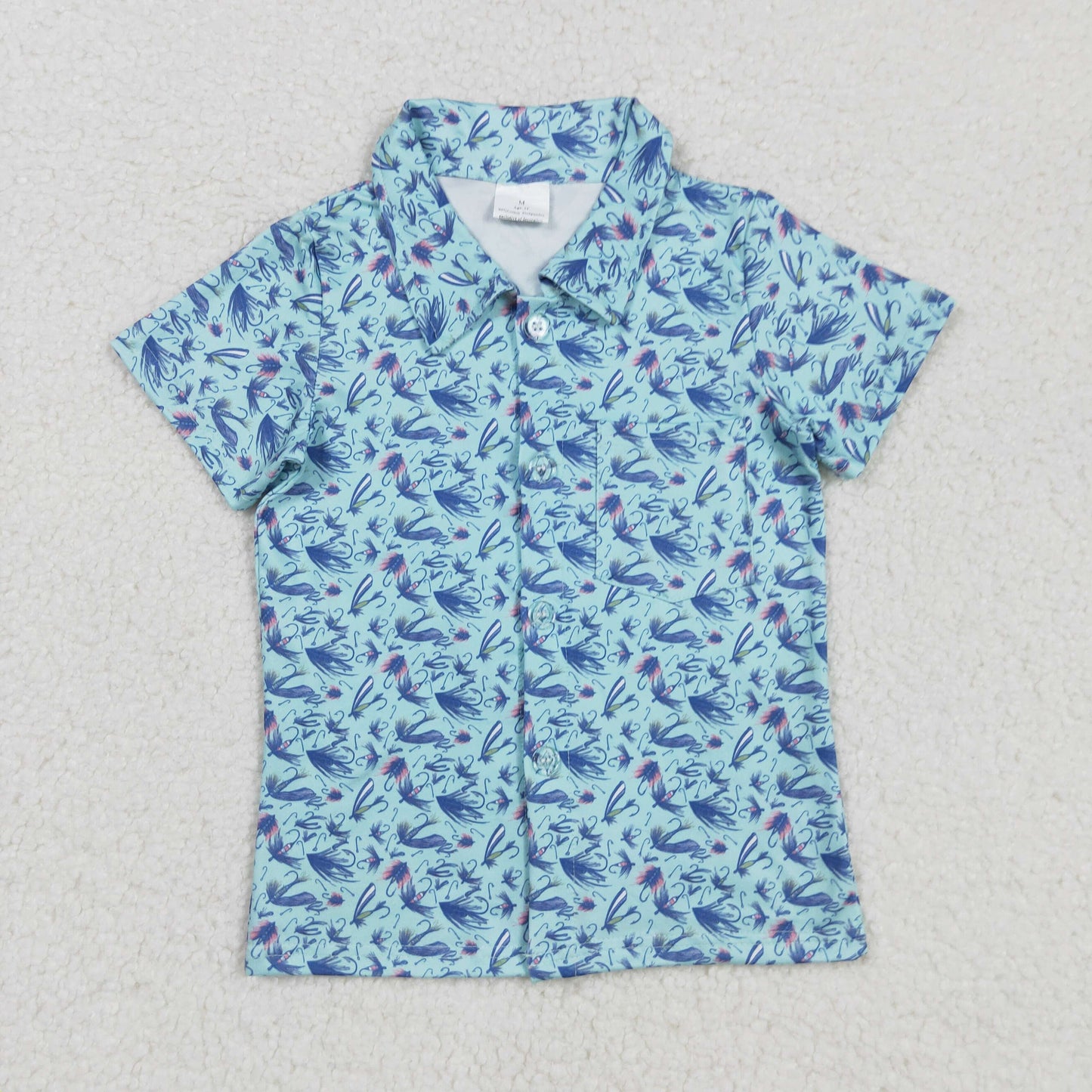 BT1296 hunting fishing blue short sleeve boys top