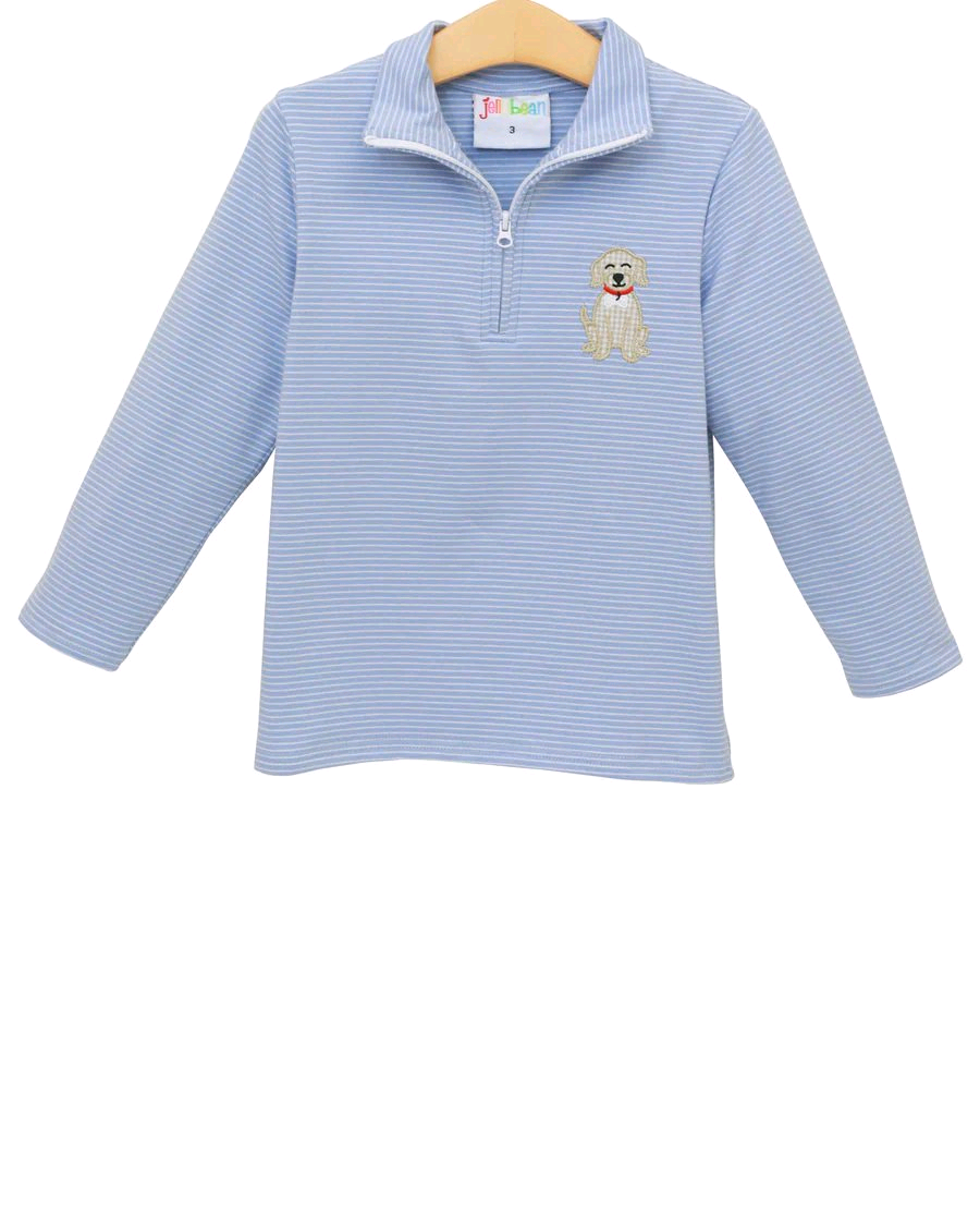 preorder BT1332 hunting cute dog blue striped long sleeve boys top