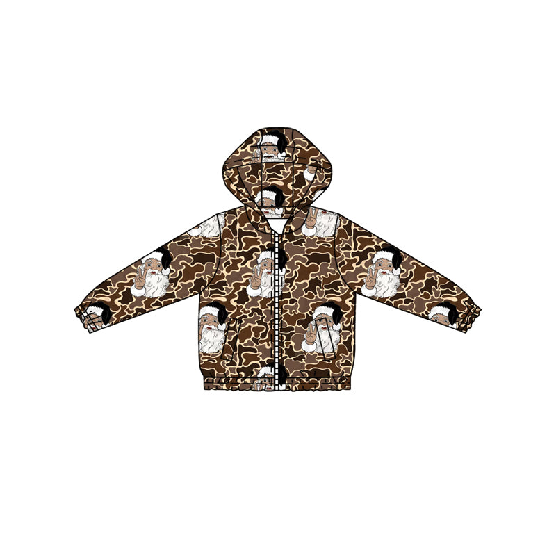 preorder BT1344 Christmas Santa camo zipper hoodie long sleeve boys coat