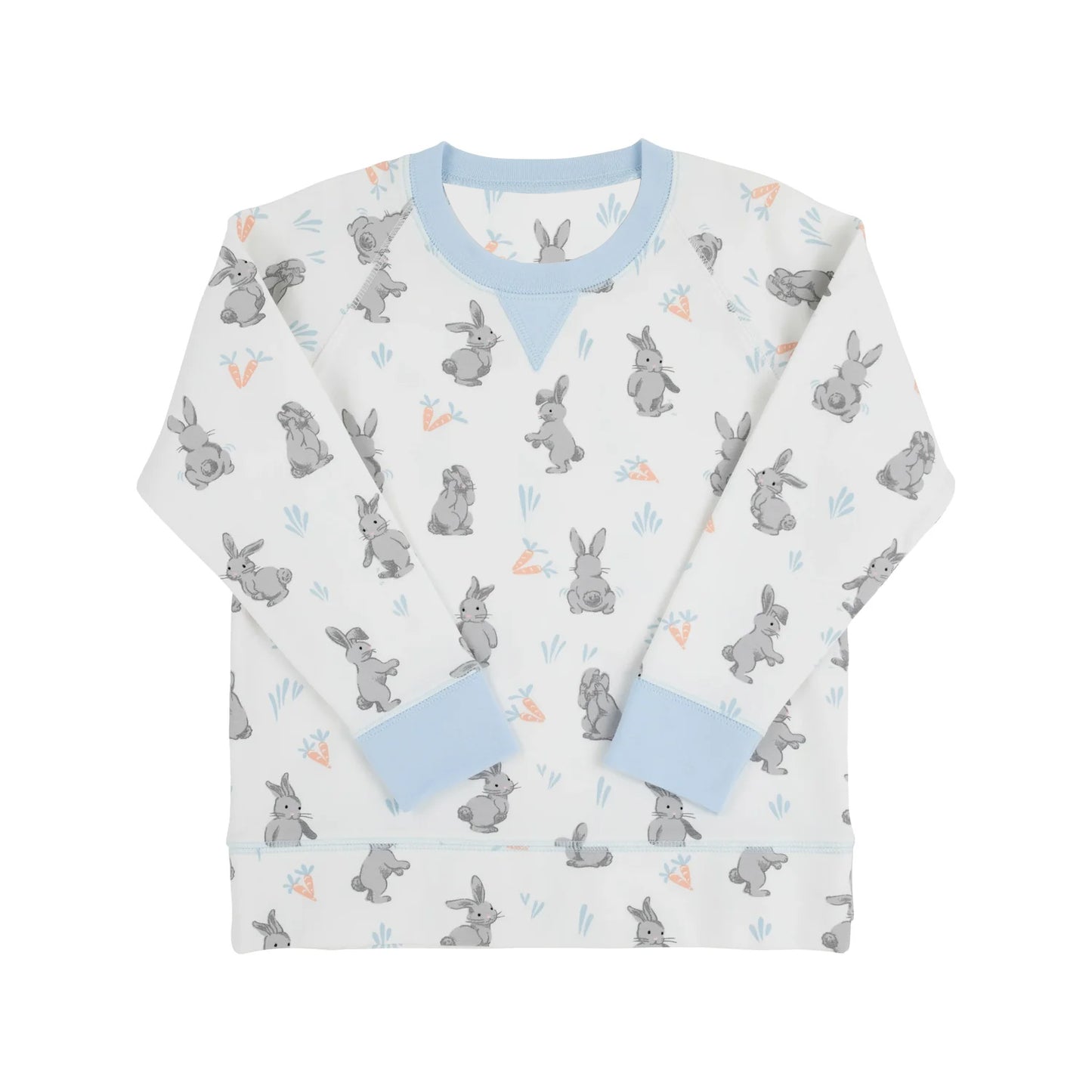 preorder BT1370 Easter bunny rabbit carrot blue long sleeve boys top