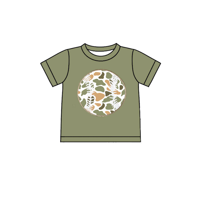 preorder BT1432 hunting baseball camo short sleeve boys top
