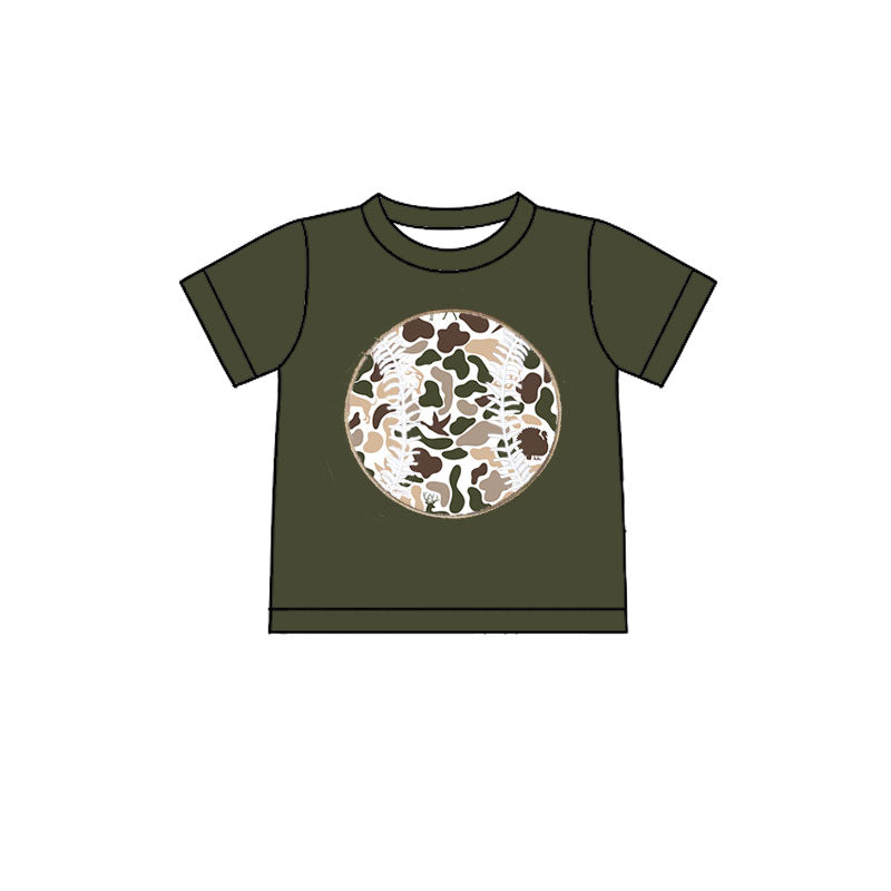 preorder BT1433 hunting baseball camo short sleeve boys top