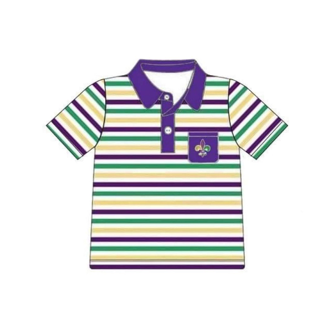 preorder BT1436 Mardi Gras short sleeve boys top