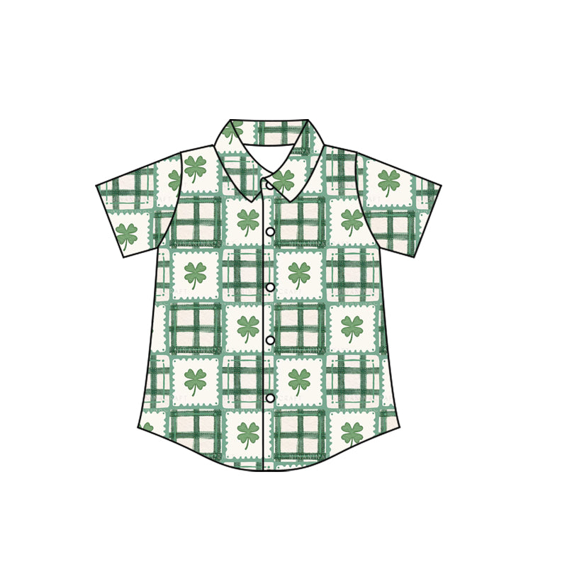preorder BT1458 St Patrick clover short sleeve boys top