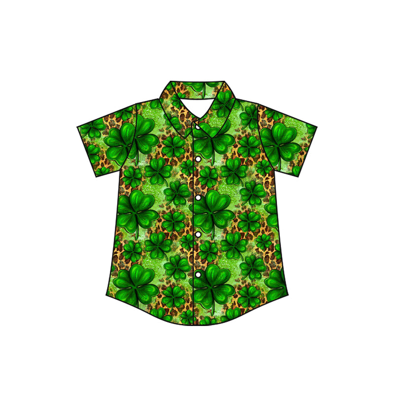 preorder BT1459 St Patrick clover short sleeve boys top