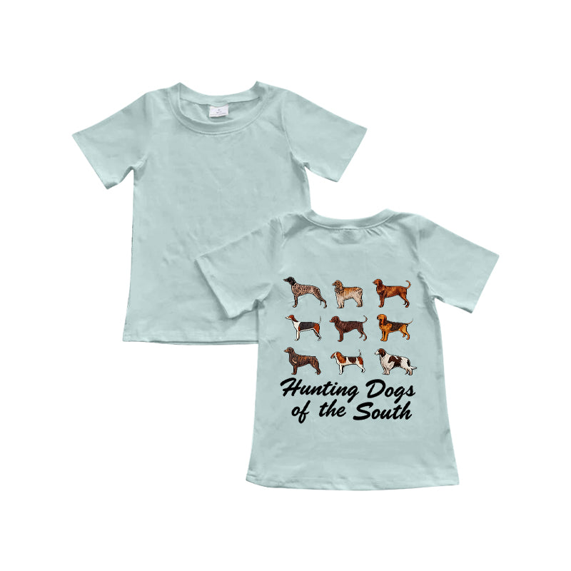 preorder BT1480 hunting dogs of the south green short sleeve boys top