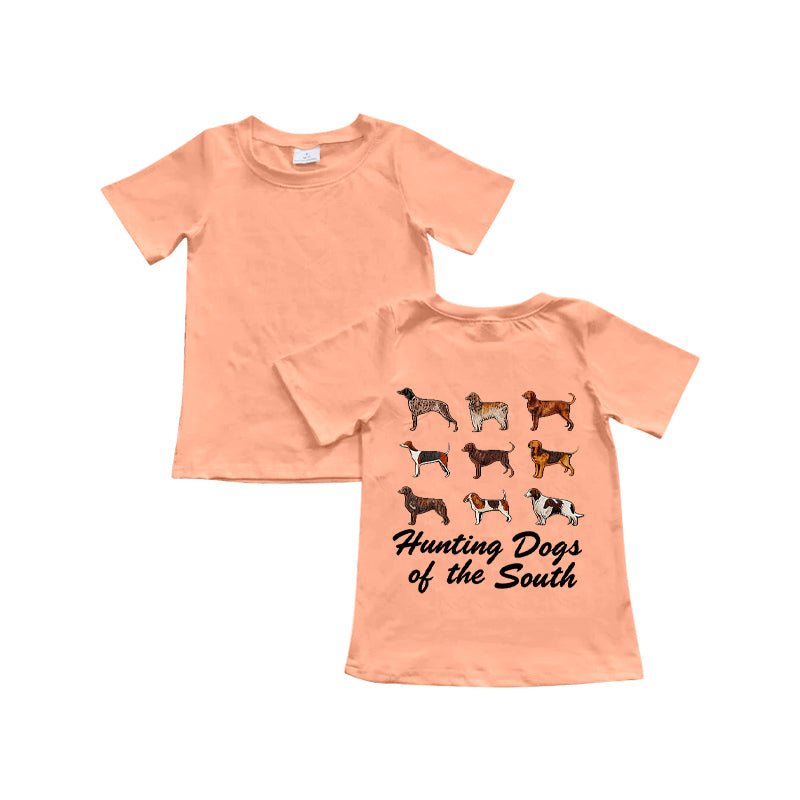 preorder BT1481 hunting dogs of the south orange short sleeve boys top