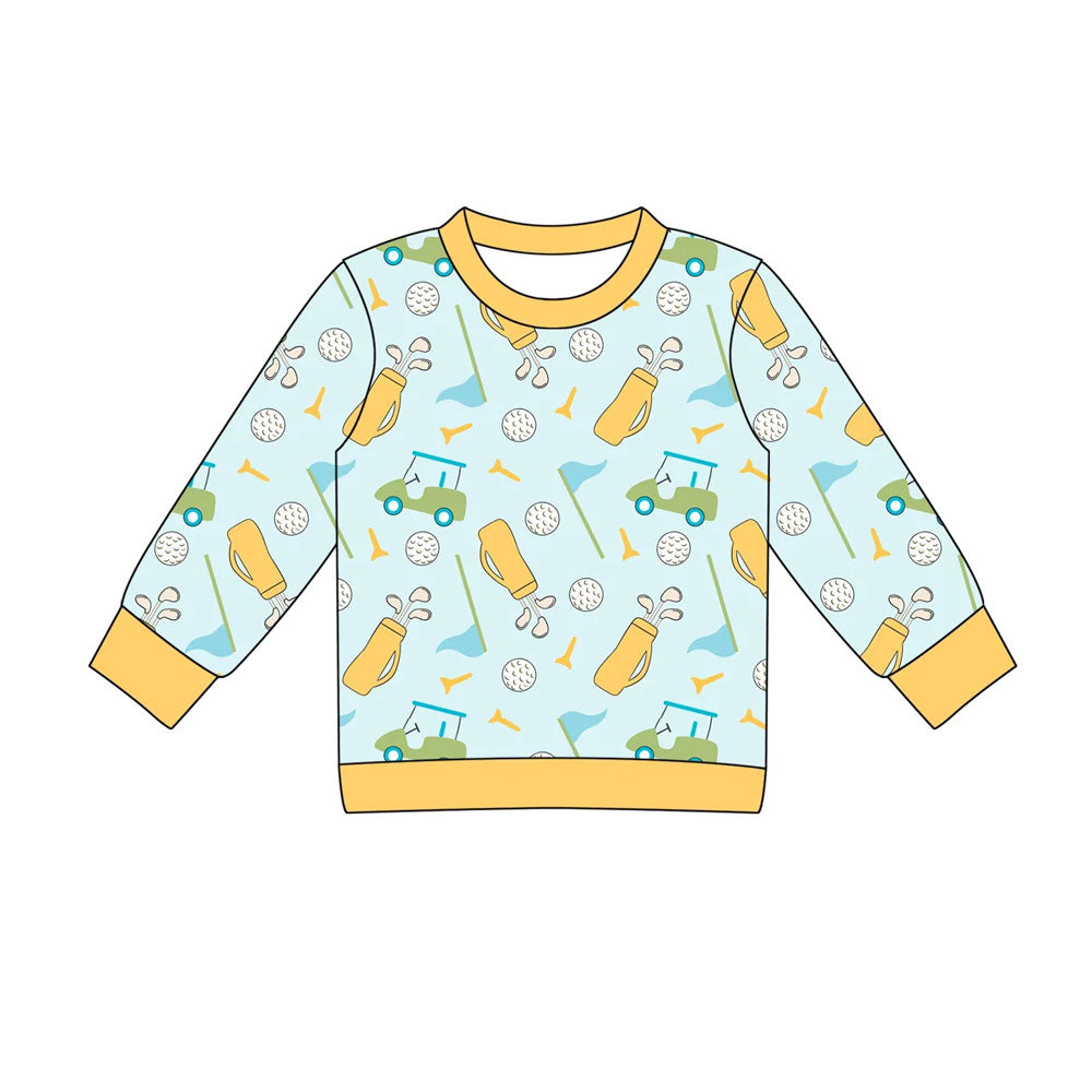 preorder BT1490 Golf Car Blue Yellow Long Sleeve Boys Top