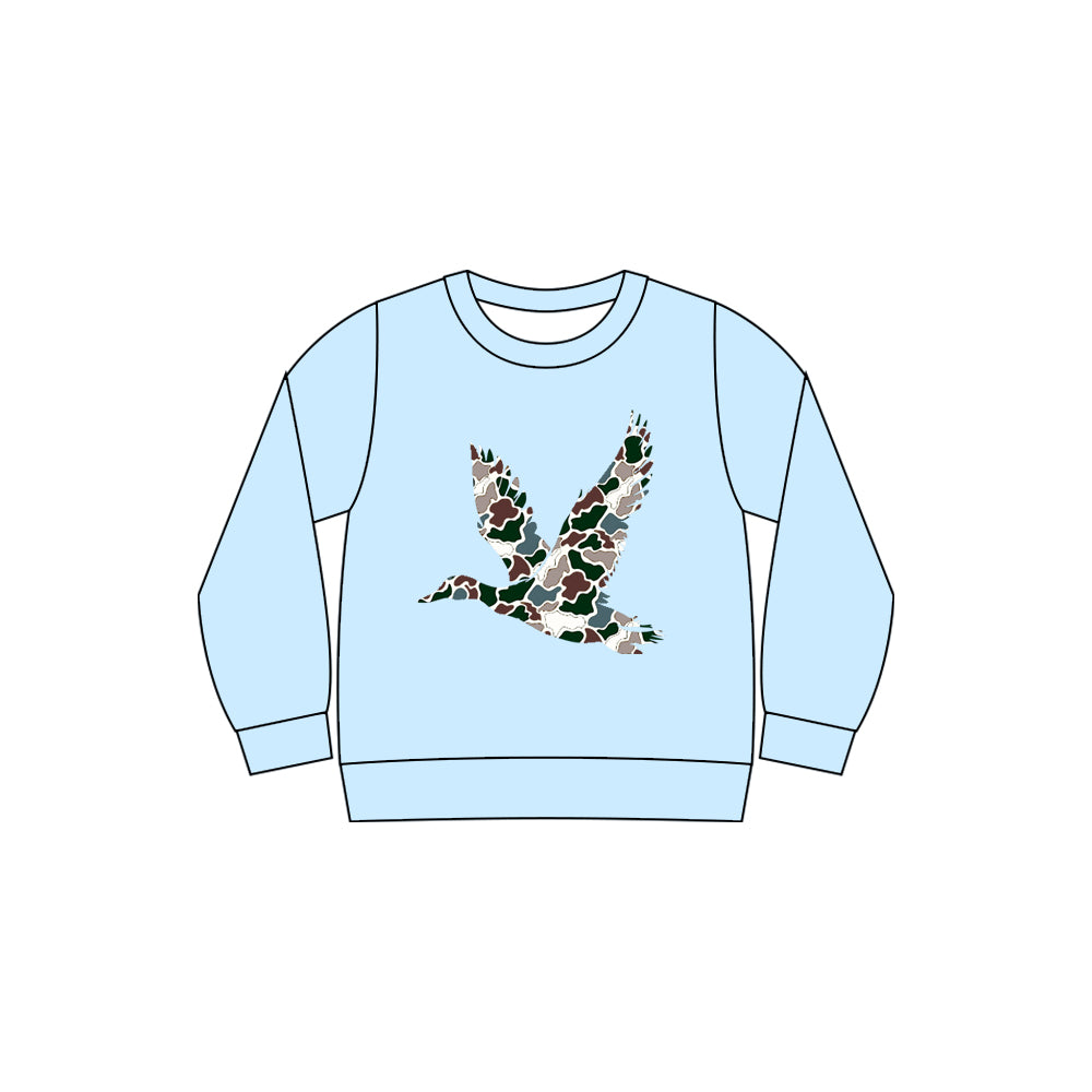preorder BT1495 Hunting Camo Mallard Duck Blue Long Sleeve Boys Top