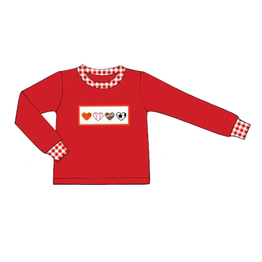 preorder BT1503 Valentine's Day Ball Heart Red Long Sleeve Boys Top