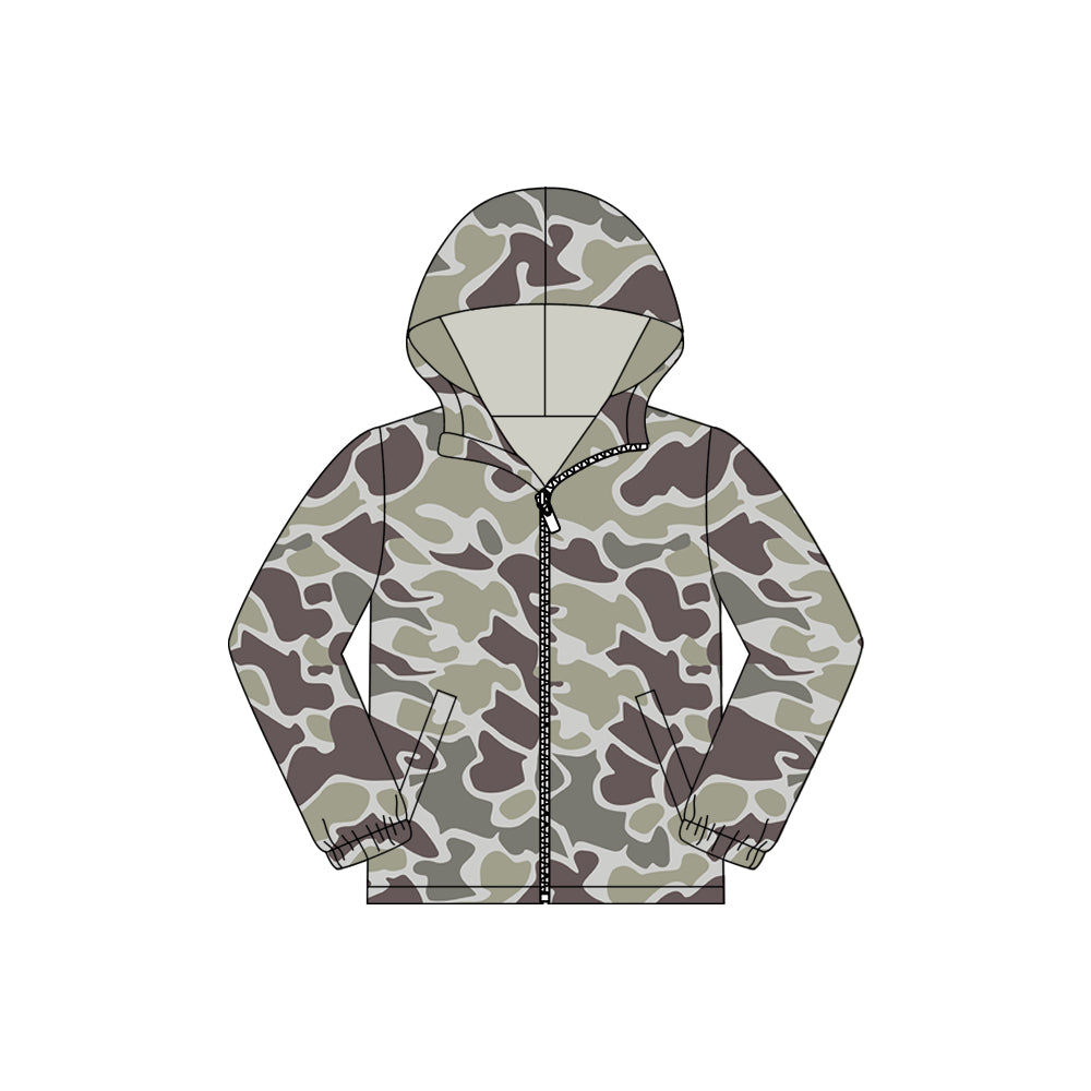 preorder BT1524 Hunting Camo Zipper Long Sleeve Hoodie Boys Coat