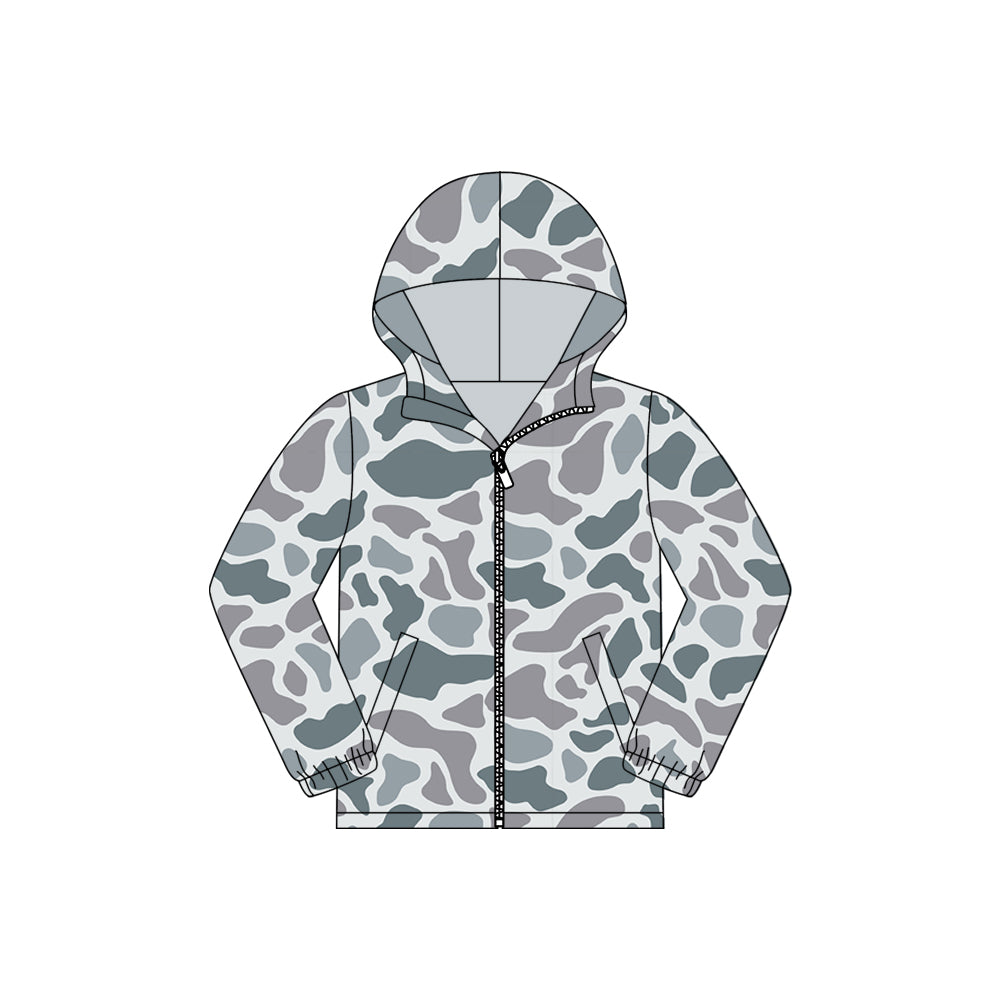preorder BT1525 Hunting Camo Zipper Long Sleeve Hoodie Boys Coat
