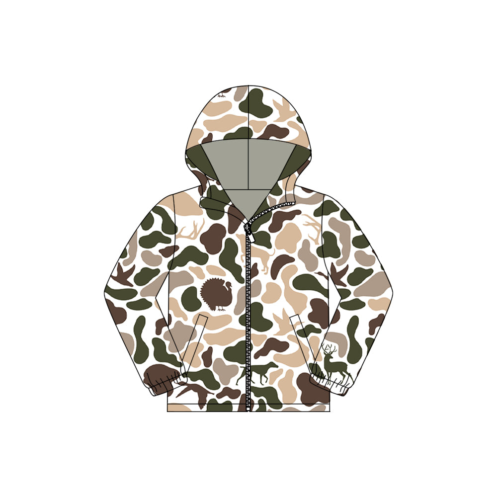 preorder BT1527 Hunting Camo Zipper Long Sleeve Hoodie Boys Coat