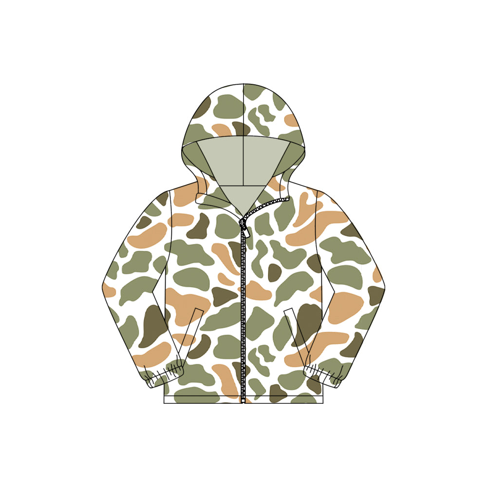 preorder BT1528 Hunting Camo Zipper Long Sleeve Hoodie Boys Coat