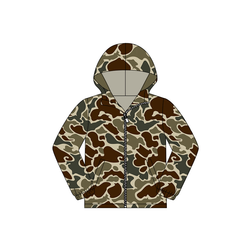 preorder BT1529 Hunting Camo Zipper Long Sleeve Hoodie Boys Coat