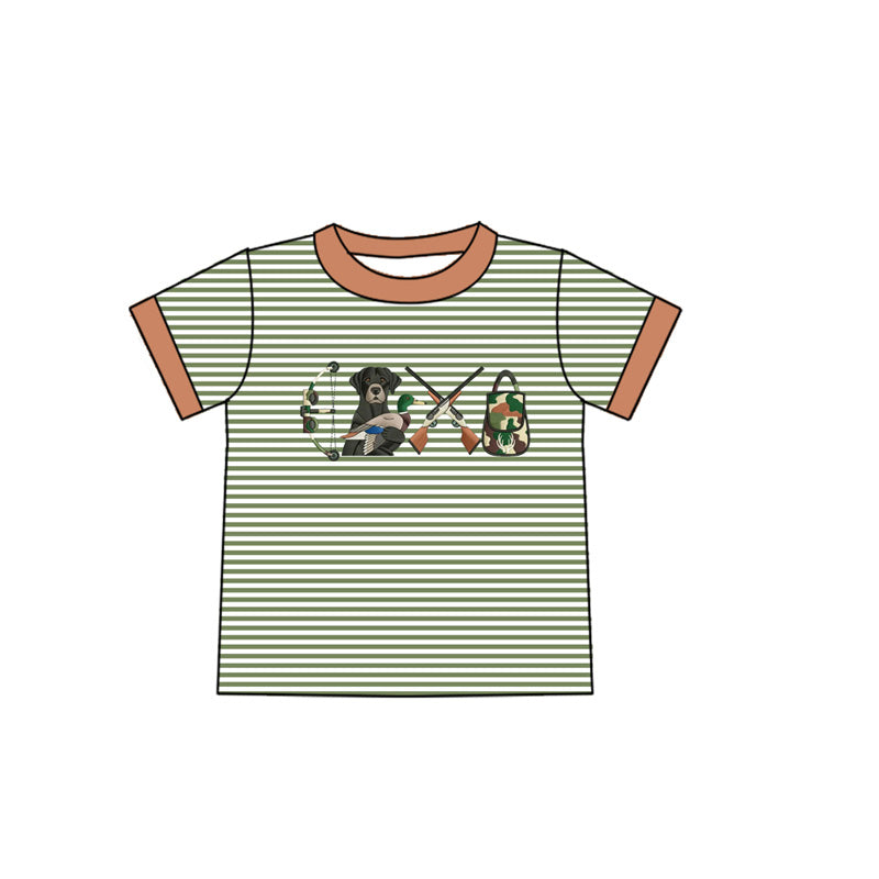 preorder BT1537 Hunting Dog Mallard Striped Short Sleeve Boys Top