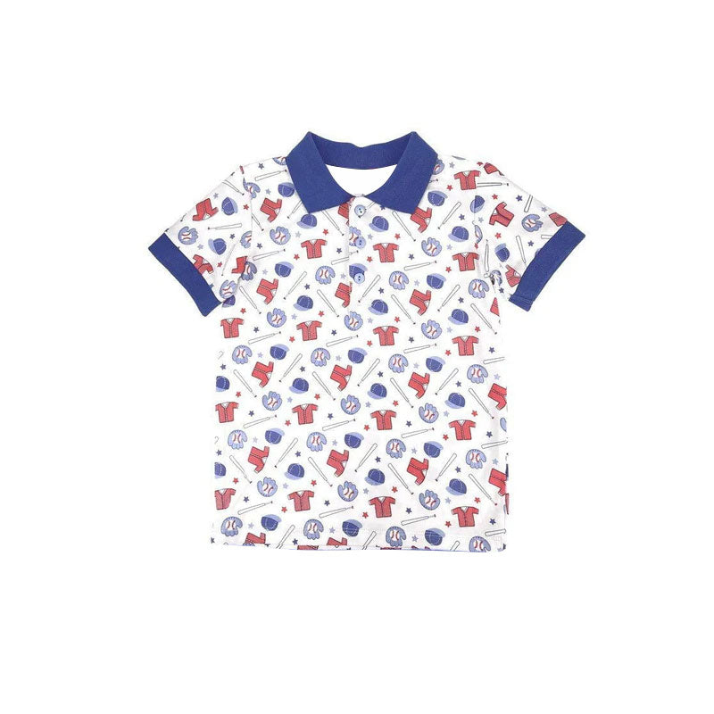 preorder BT1539 Baseball blue Short Sleeve Boys Top