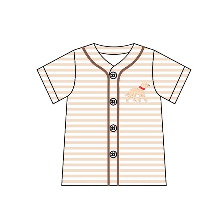 preorder BT1553 Cute Dog Striped Short Sleeve Boys Top