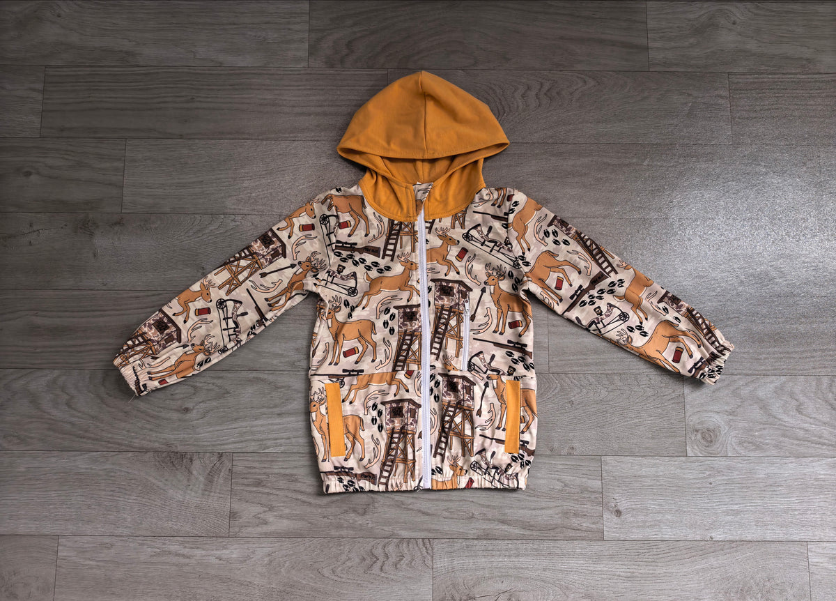 preorder Samples BT1567 Hunting Deer Zipper Long Sleeve Hoodie Boys Coat
