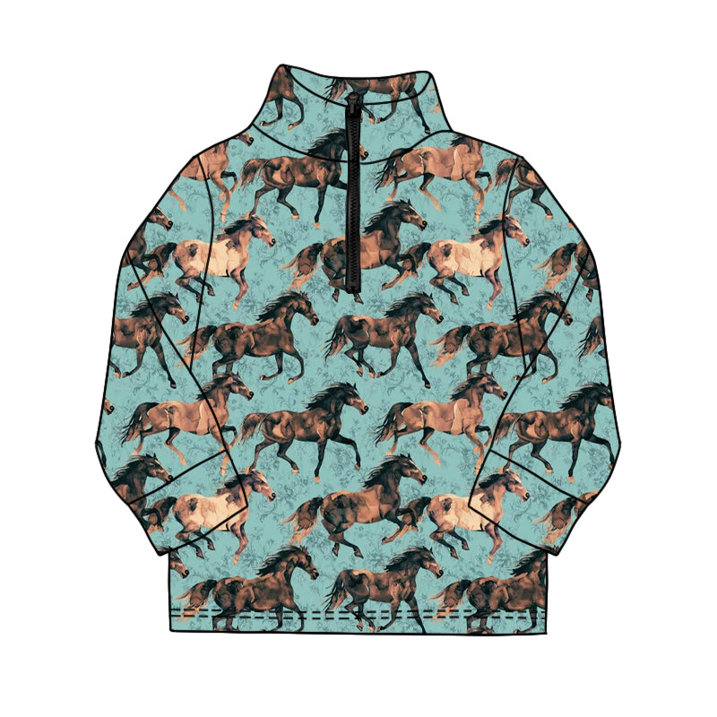 preorder BT1599 Western Cowboy Zipper Long Sleeve Boys Top