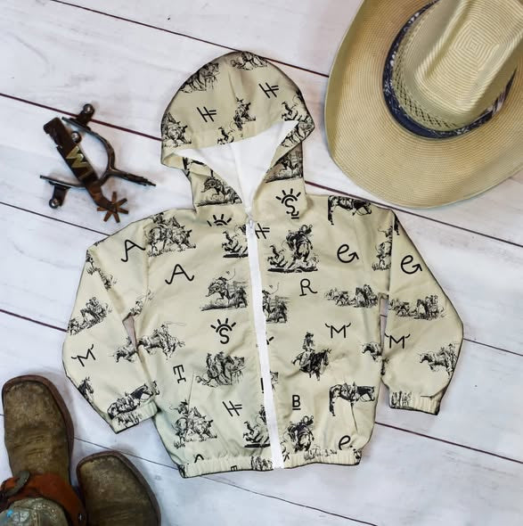preorder BT1616 Western Rodeo Zipper Hoodie Long Sleeve Boys Coat