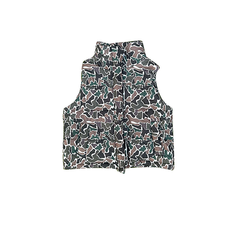 preorder BT1624 Yoga Hunting Camo Zipper Sleeveless Boys Coat