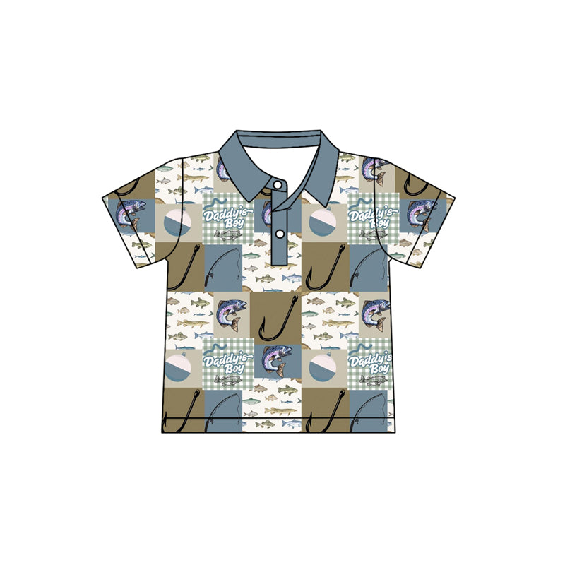 preorder BT1659 Daddy's Fish Short Sleeve Boys Top