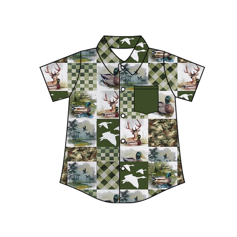 preorder BT1671 Hunting Mallard Duck Green Short Sleeve Boys Top