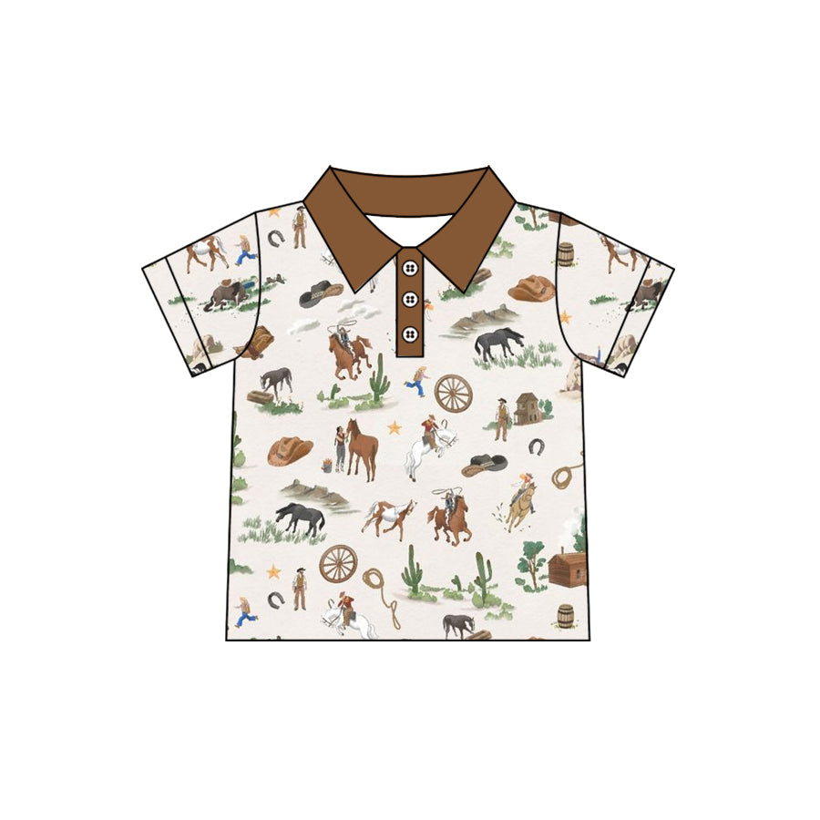 preorder BT1684 Western Rodeo Short Sleeve Boys Top
