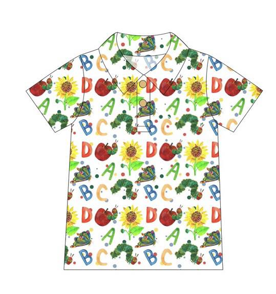 preorder BT1688 Back To School Apple Short Sleeve Boys Top