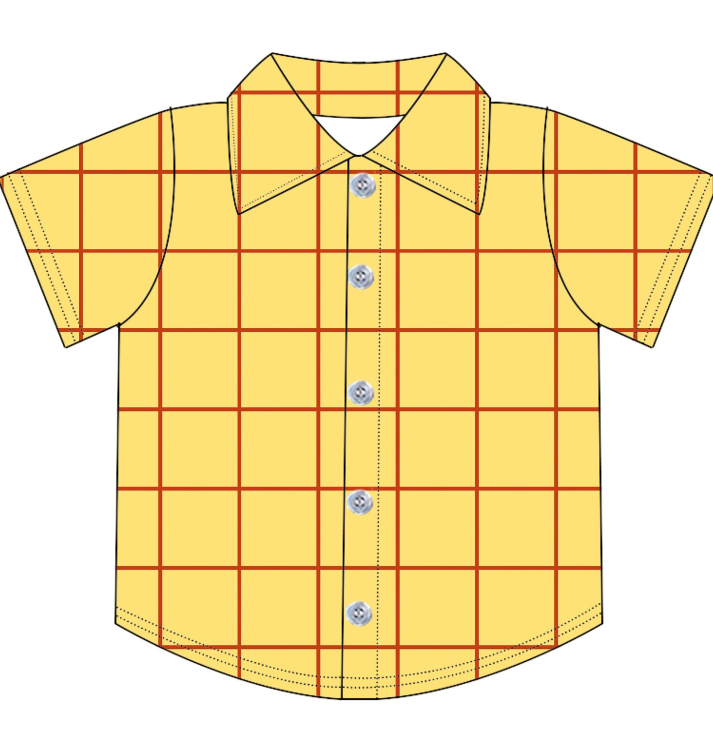 preorder BT1691 Yellow Checkered Short Sleeve Boys Top