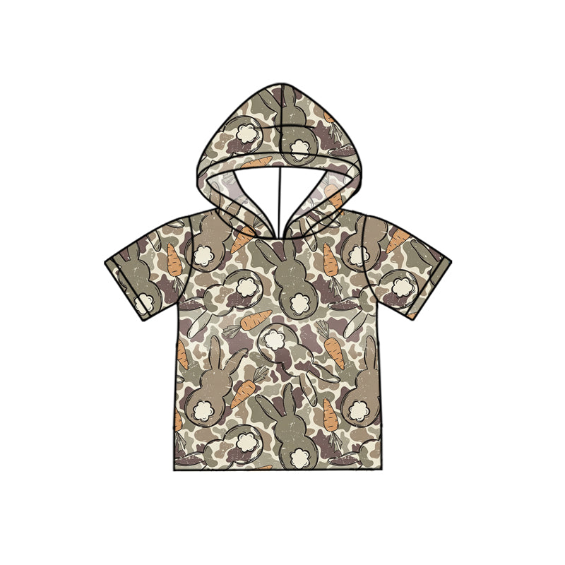 preorder BT1711 Easter Camo Rabbit Carrot Hoodie Short Sleeve Boys Top