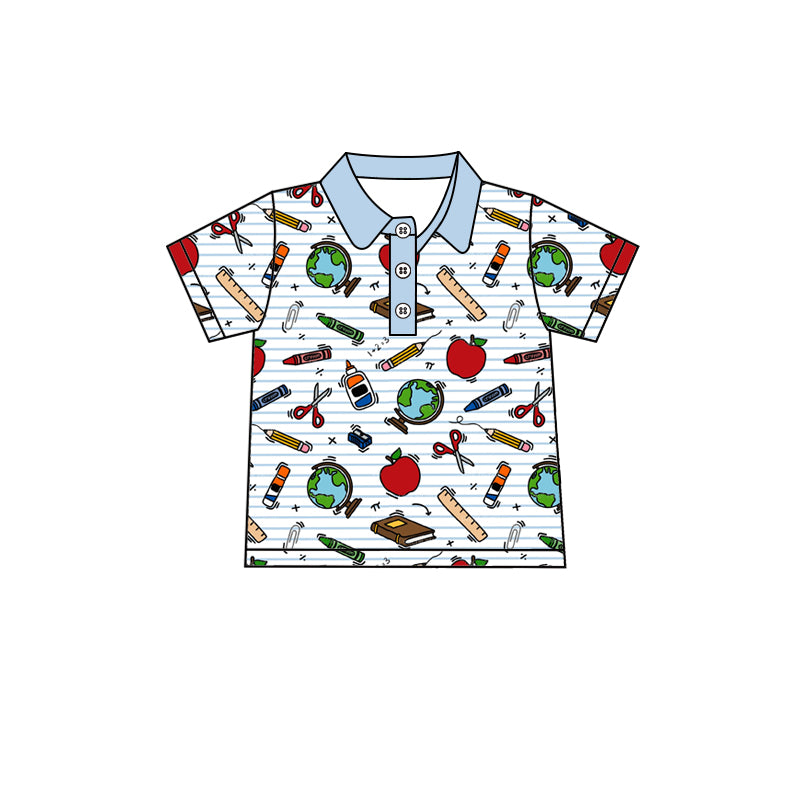 preorder BT1719 Back To School Blue Short Sleeve Boys Top