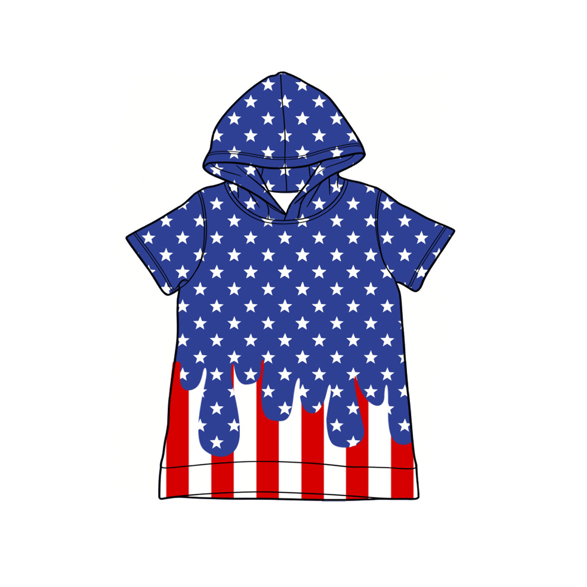 preorder BT1740 July 4th Star Hoodie Short Sleeve Boys Top