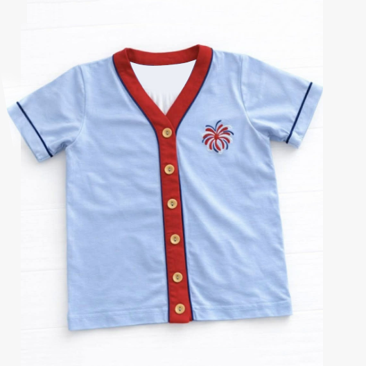 preorder BT1755 July 4th Blue Short Sleeve Boys Top