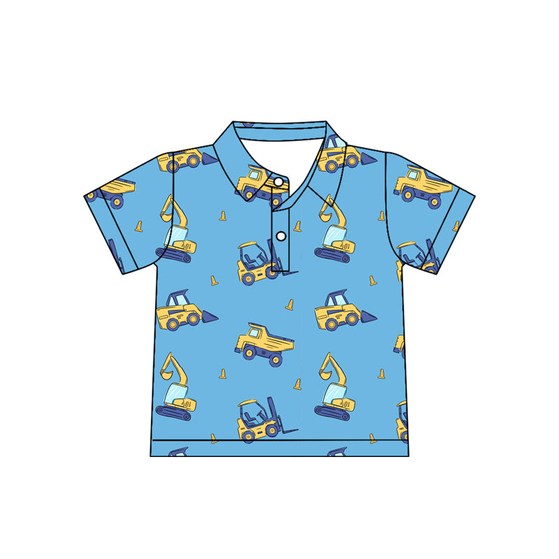 preorder BT1791 Construction Truck Short Sleeve Boys Top