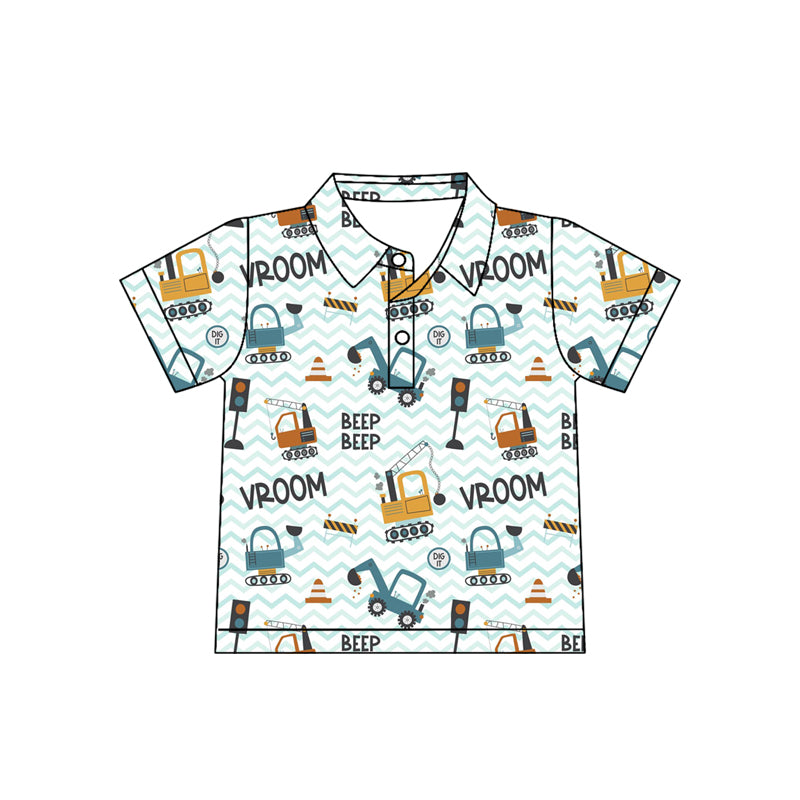 preorder BT1793 Construction Truck Short Sleeve Boys Top