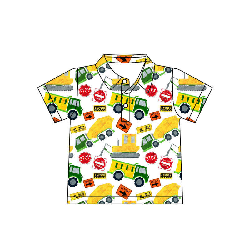 preorder BT1794 Construction Truck Short Sleeve Boys Top
