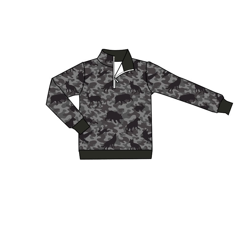 preorder BT1800 Hunting Camo Zipper Long Sleeve Boys Top