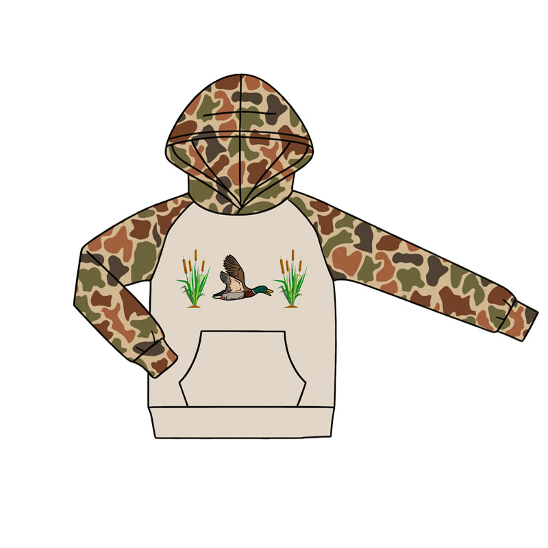 preorder BT1808 Hunting Camo Duck Hoodie Pocket Long Sleeve Boys Pullover